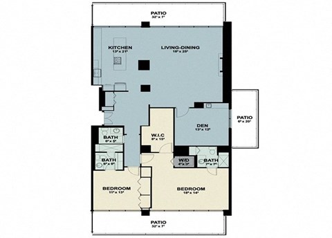 a floor plan of a bedroom floor plan with a blue
